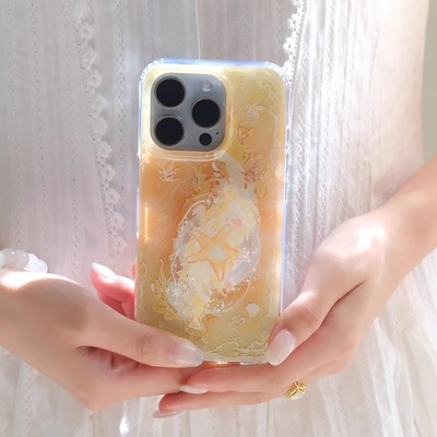 THE NEW原创设计丨落日星小众高级感IMD双层亮面闪粉适用苹果17/15/16promax不撞壳ins艺术iPhone支架手机壳