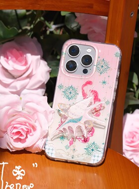 THE NEW原创设计丨粉螺小众高级感IMD双层亮面闪粉适用苹果14/15/16promax不撞壳的ins艺术轻奢iPhone手机壳