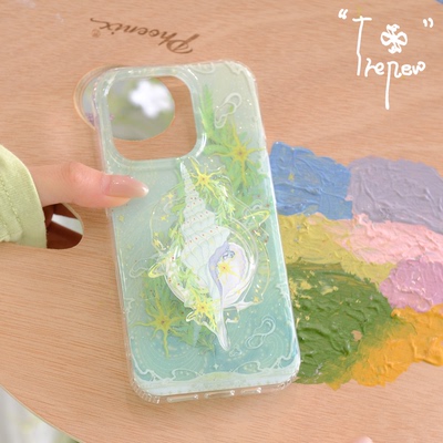 THE NEW原创设计丨生命力绿小众高级感IMD双层亮面闪粉适用苹果17/15/16promax不撞壳的艺术轻奢iPhone手机壳