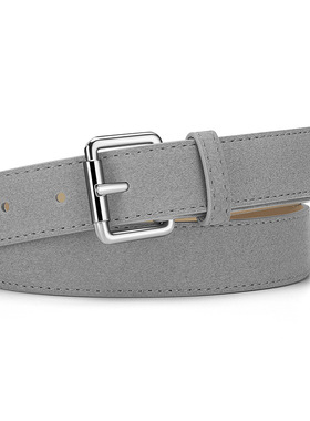 2025新款女士针扣灰色简约百搭皮带设计感休闲夏季搭配牛仔裤腰带