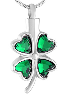 钛钢四叶草香水瓶动物骨灰盒吊坠