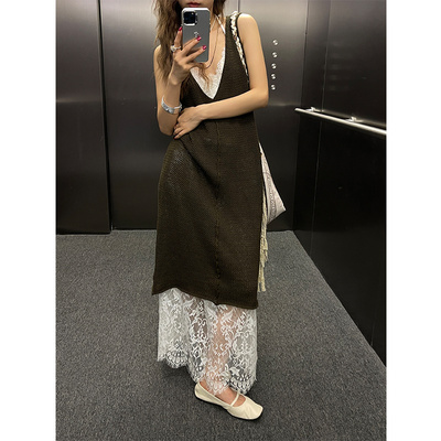 送运费险叠穿网格镂空背心裙