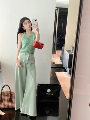 送运费险辣妹湖绿色上衣吊带背心