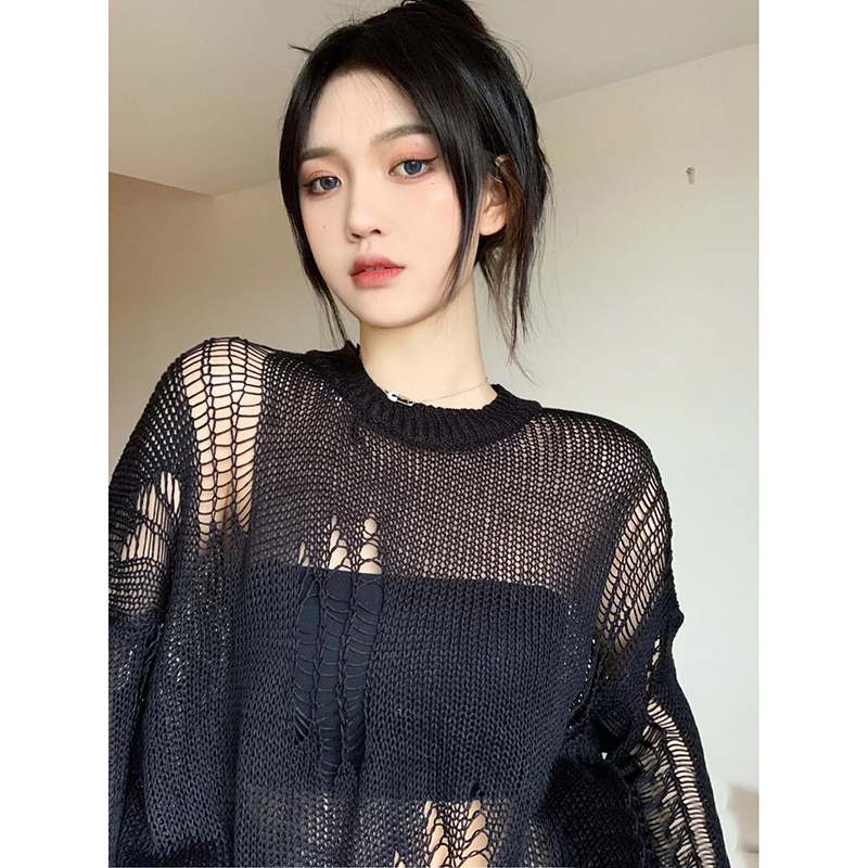 送运费险镂空罩衫两件套短款上衣