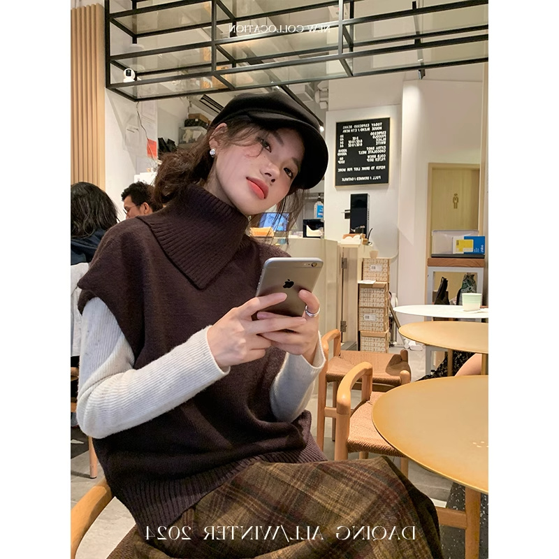 送运费险叠穿高领马甲针织上衣