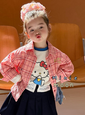 小月亮 26春 62057女童粉色格子衬衣