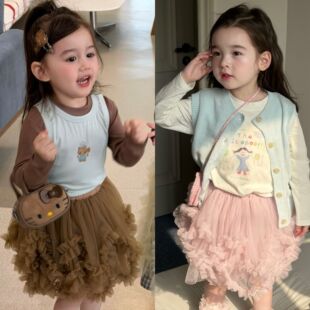 Opao 2039女童2026春款韩系半身纱裙