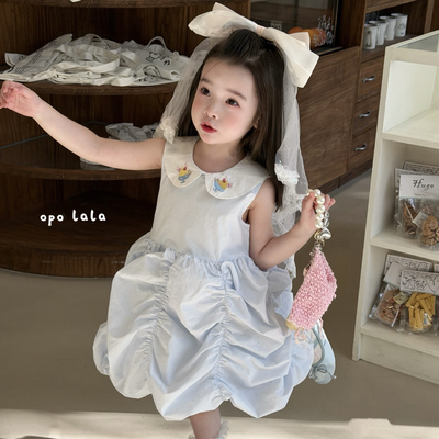 26夏 Opo 78133女童蓝色棉布连衣裙