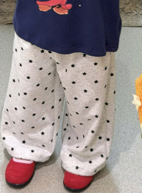 Opao 7112 女童2026春款百搭灰色星星满印卫裤