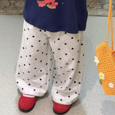 Opao 7112 女童2026春款百搭灰色星星满印卫裤