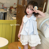 蝴蝶结无袖 女童夏季 娃娃衫 78079 78080 26夏 花边短裤 Opo