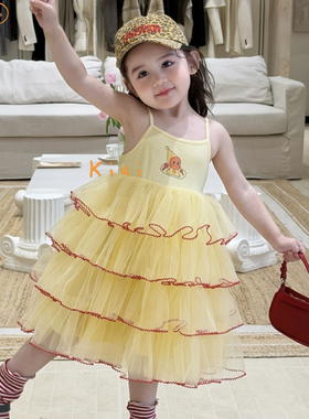 26夏 kiai 女童黄色星星人吊带裙蛋糕裙812083