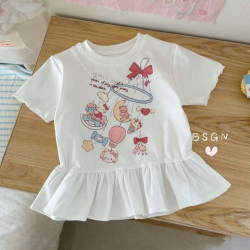 26夏 巴斯 光年  26006女童kt印花拼接短袖