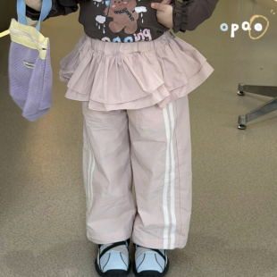 粉色屁帘直筒裤 Opao 6083女童2026春款