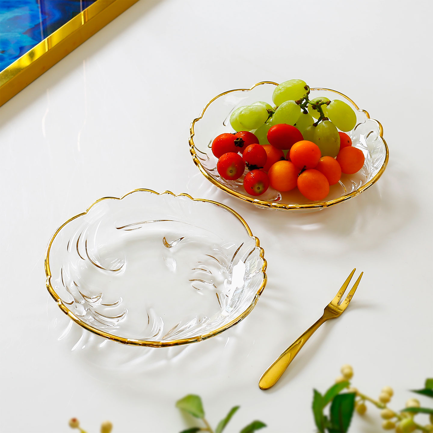 轻奢高档水晶玻璃水果盘家用客厅小精致零食盘酒店糖果盘子干果碟