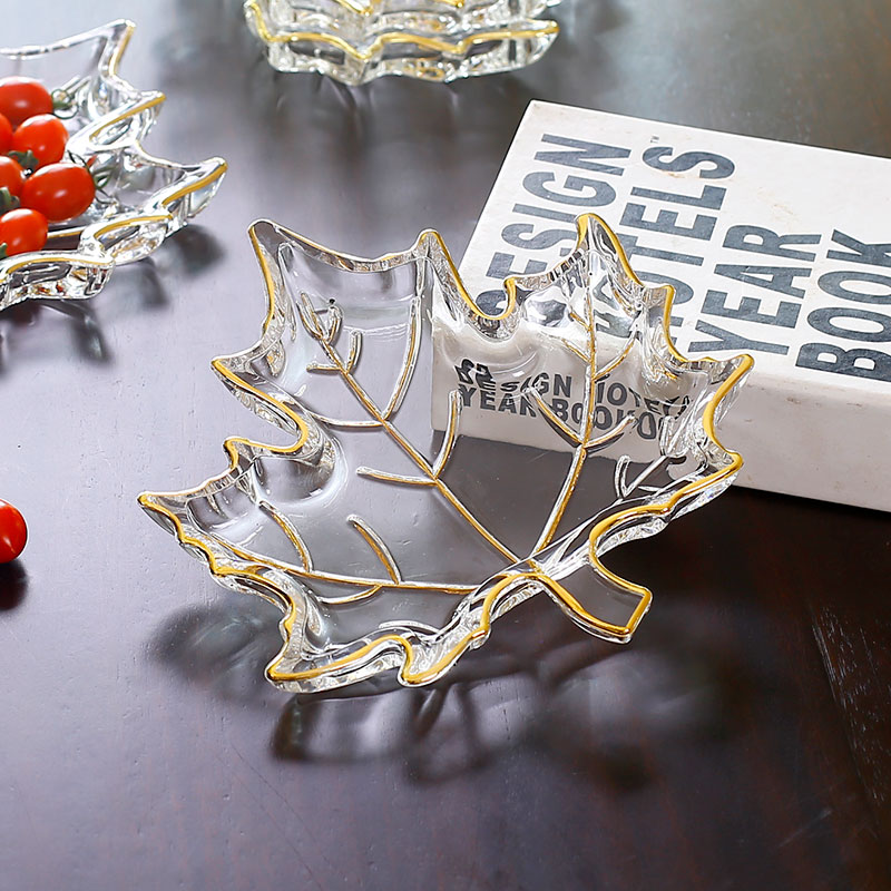 树叶玻璃小号水果沙拉零食盘碟子