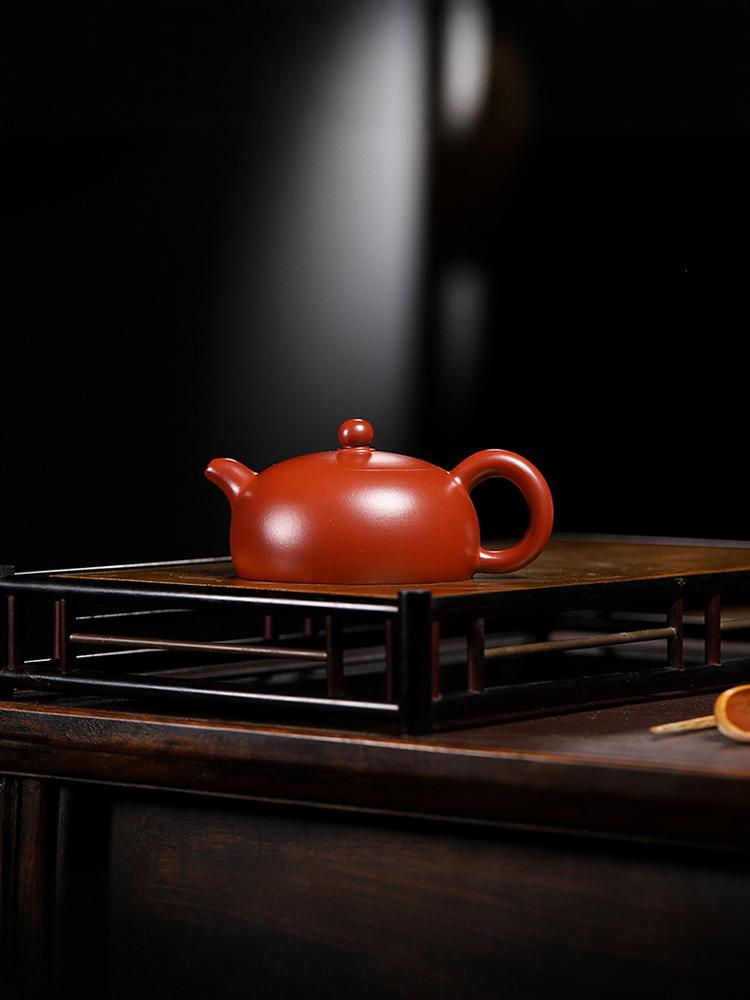宜兴正宗紫砂壶真品名家纯手工大红袍半月家用功夫茶具170cc小品