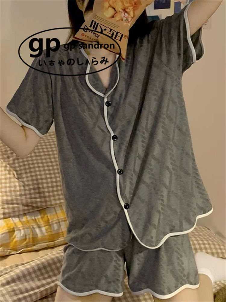 日本GP睡衣女纯棉大码家居服套装