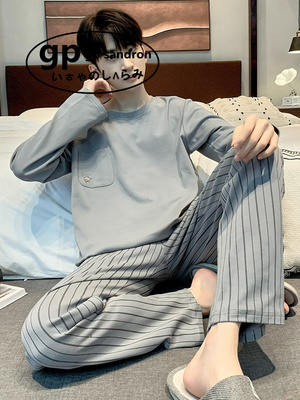 日本gp睡衣男学生大码纯棉家居服