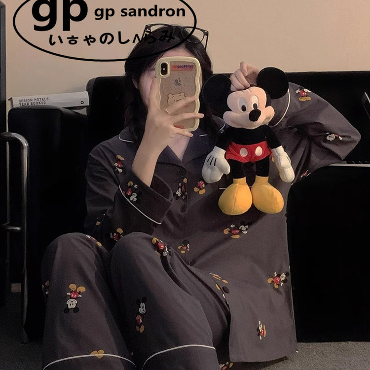 日本gp睡衣女米奇全棉家居服男