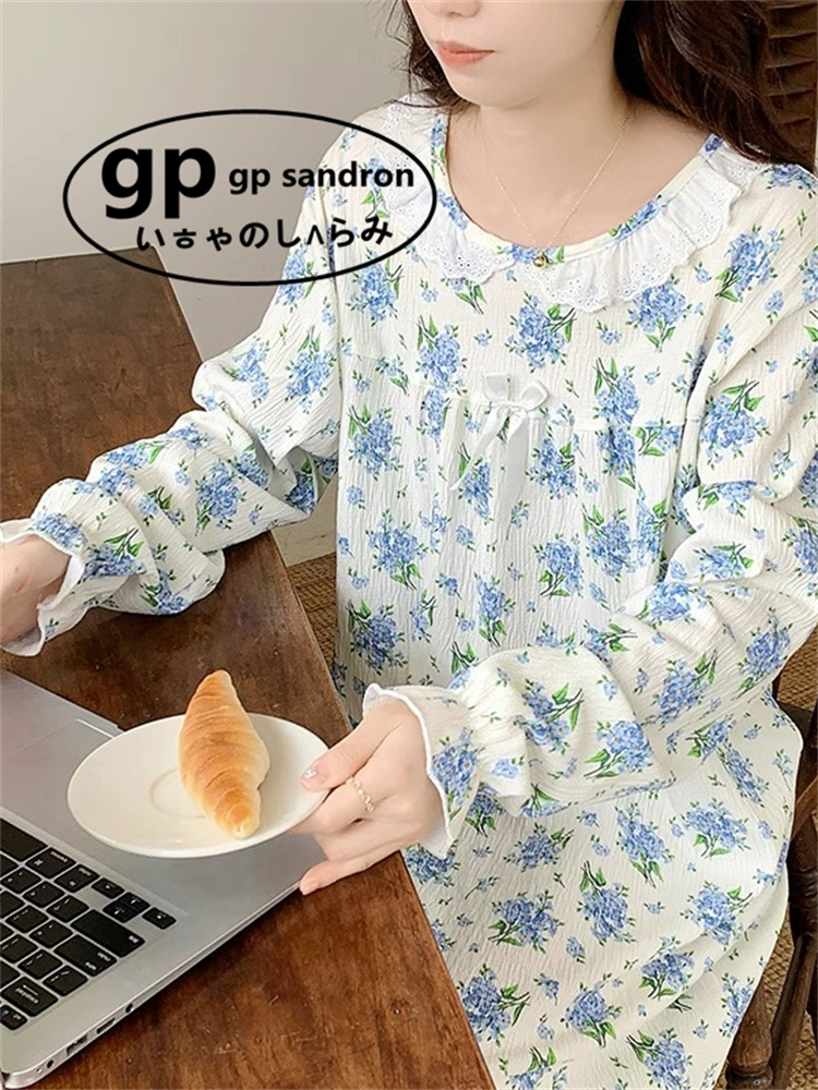 日本gp纯棉睡裙女小清新家居服