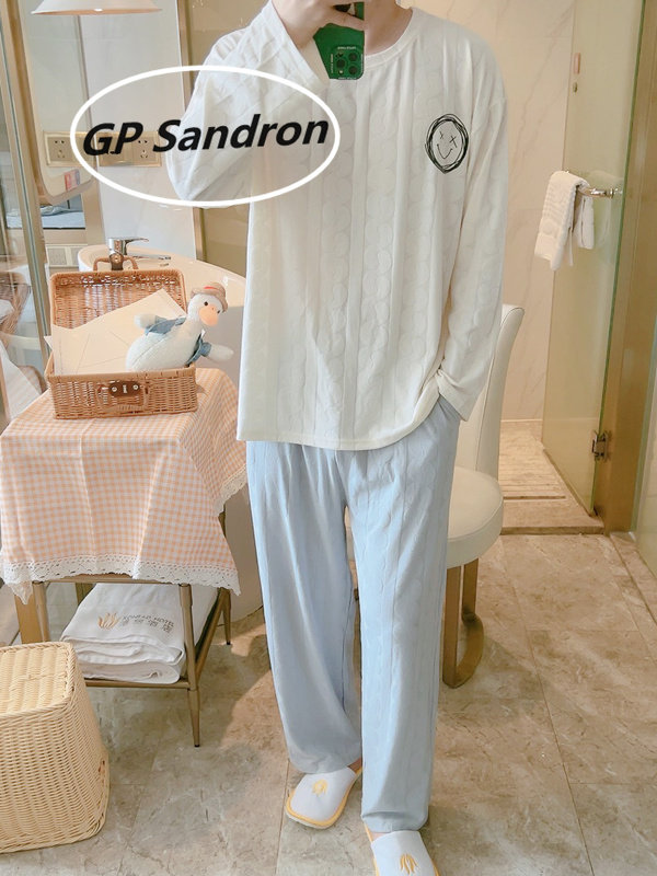 gp睡衣男纯棉笑脸家居服大码学生
