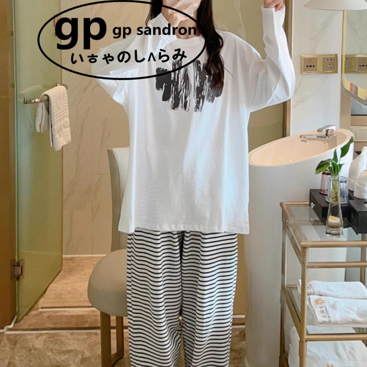 日本gp睡衣女长袖纯棉甜美家居服
