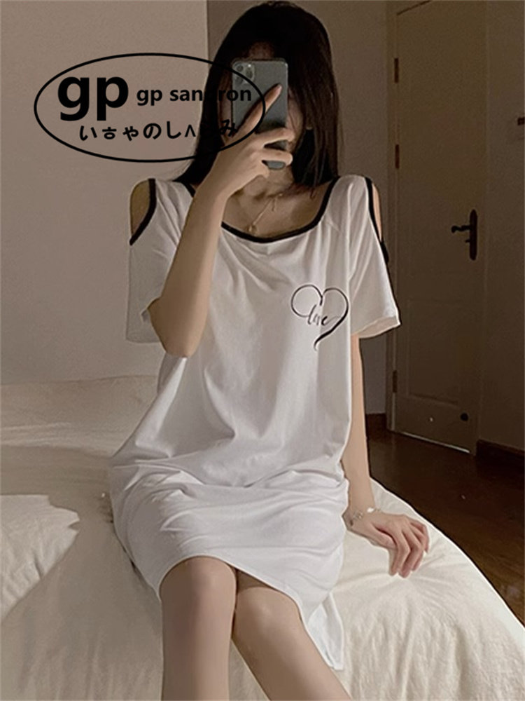 日本gp睡裙女性感露肩睡衣裙子