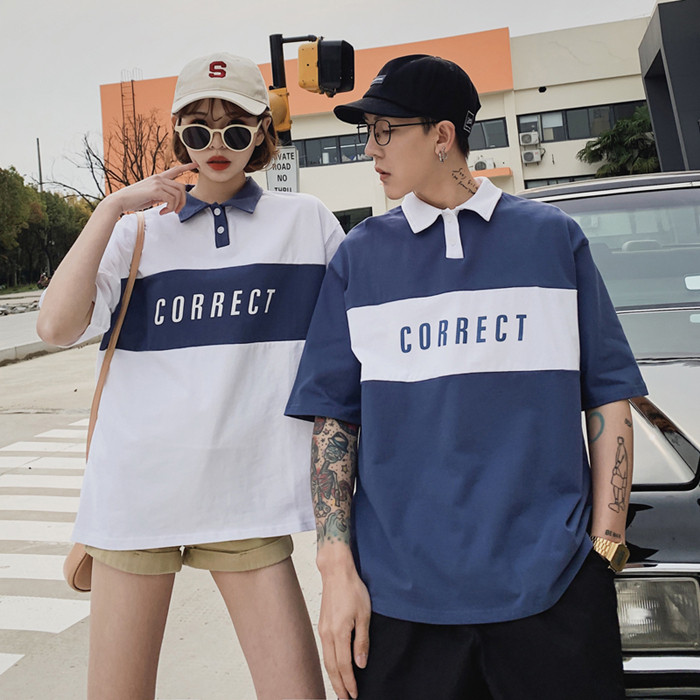 情侣装夏装半袖中袖t恤ins超火不一样翻领polo衫男学生班服学院风在类目 男装, T恤中 - 来自Buy2taobao.com提供专业的淘宝代购服务