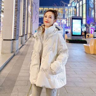 羽绒服2022年女款新款中长款白鸭绒羽绒服冬季女韩版宽松亮面加厚