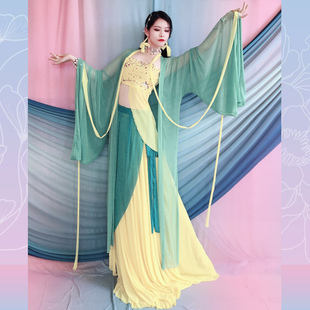 新款2024夏季舞蹈演出服醉青烟仙气飘逸大摆古典舞服基础款非汉服