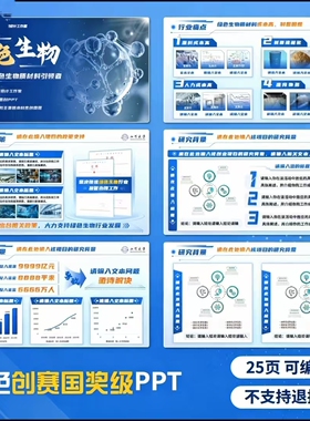 25页创赛国金级PPT模板蓝色系可编辑互联网挑战杯创业比赛高端