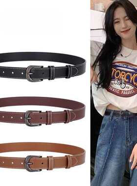 日本代购皮带女款真皮装饰简约百搭配牛仔裤高级感黑色女士宽腰带