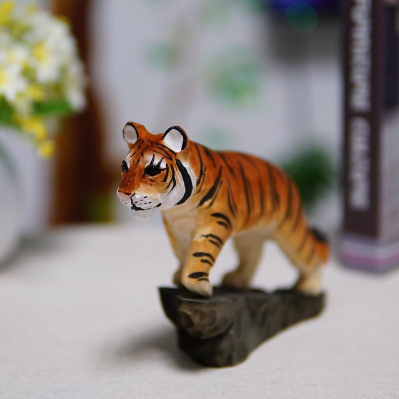 实木手工雕刻老虎上山虎张嘴老虎 风水摆件木雕工艺品装饰品zakka