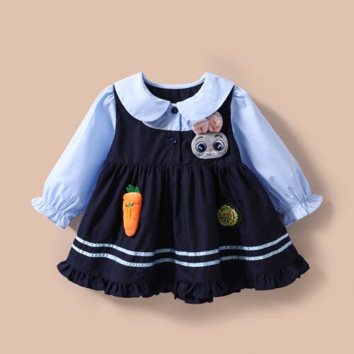 2026春装女童学院风兔子连衣裙