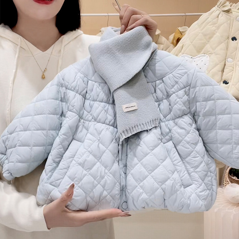【送围巾】女童冬季加绒棉服2025新款小女孩洋气甜美可爱棉衣外套