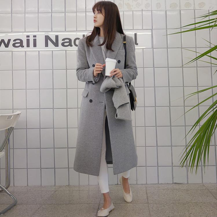 韩版2025秋冬新款大衣女中长款毛呢外套修身显瘦加厚保暖呢子大衣