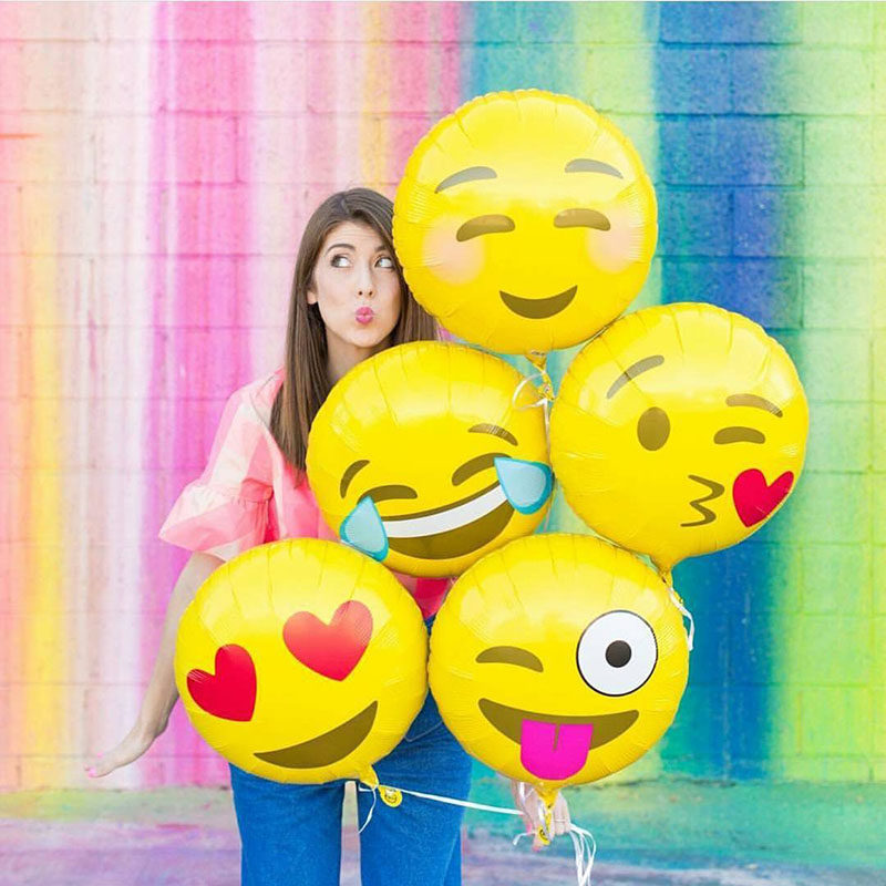 网红emoji表情铝膜气球 qq笑脸表情儿童卡通气球生日装饰派对布置