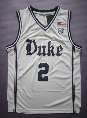 美式杜克大学弗拉格2号 白色黑色彩蓝色藏青色 刺绣 背心篮球球衣