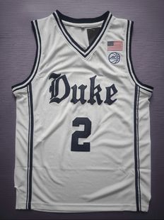 美式杜克大学弗拉格2号 白色黑色彩蓝色藏青色 刺绣 背心篮球球衣