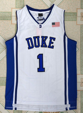 NCAA杜克大学欧文1号 白色 蓝色 黑色刺绣运动健身透气球衣