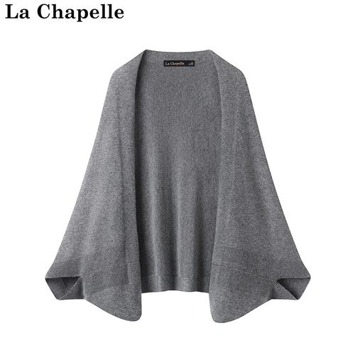 拉夏贝尔/La Chapelle秋冬款针织披肩女柔软开衫斗篷外搭宽松上衣