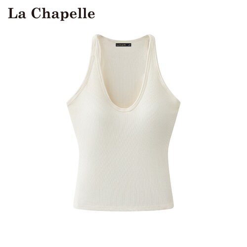 拉夏贝尔/La Chapelle夏季新款纯色通勤风带胸垫无袖修身显瘦背心