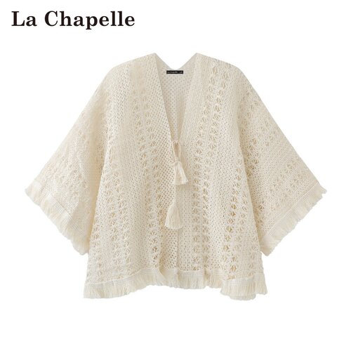 拉夏贝尔/La Chapelle春夏新款韩式镂空针织衫外搭短款气质披肩女