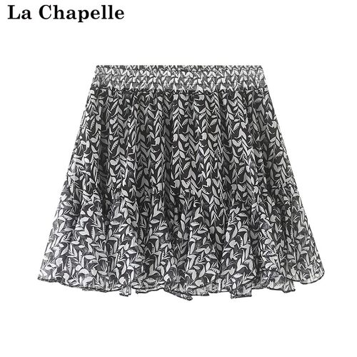 拉夏贝尔/La Chapelle春夏新款高腰碎花A字蛋糕裙显瘦防走光短裙