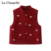 立领小马刺绣外搭无袖 拉夏贝尔 马甲女 新款 新中式 Chapelle春季