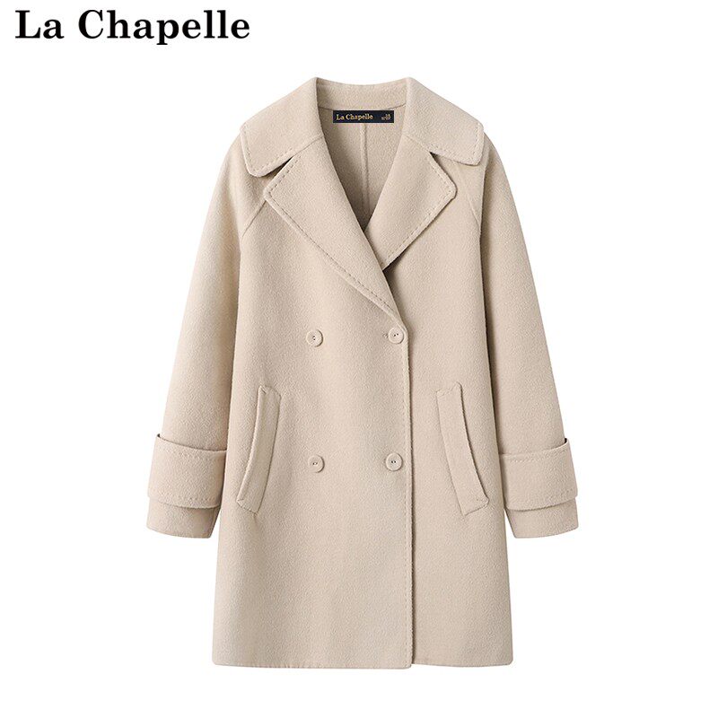 拉夏贝尔/La Chapelle秋冬季中长款毛呢大衣女气质双排扣呢子外套怎么样,好用不?