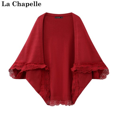 拉夏贝尔/La Chapelle蕾丝拼接披肩女高级感斗篷宽松开衫上衣外套