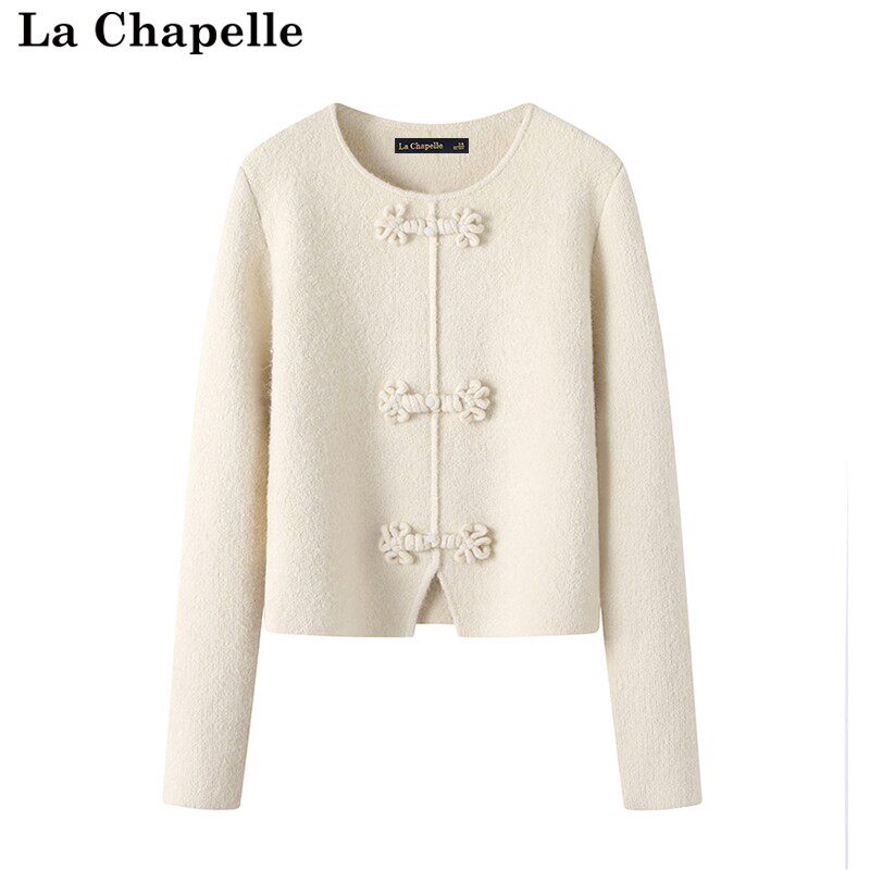 拉夏贝尔/La Chapelle秋冬款新中式盘扣针织衫国风女毛衣开衫外套高性价比高么？