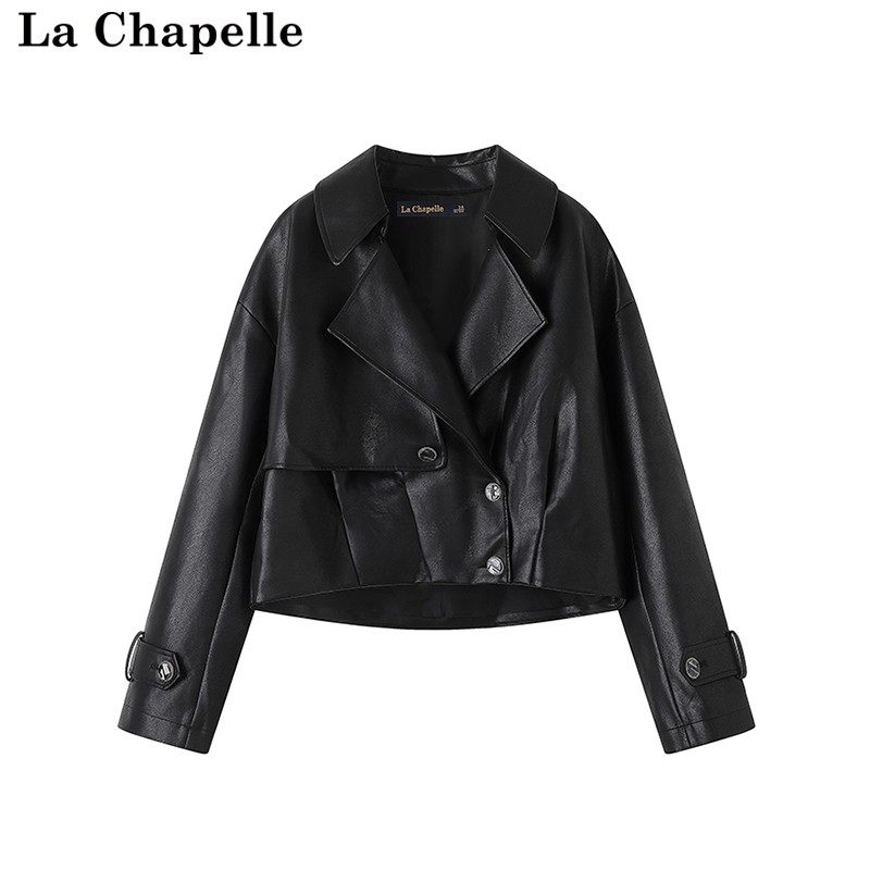 拉夏贝尔/La Chapelle秋季新款纯色PU休闲气质夹克短款女上衣外套,女装/女士精品,皮衣,淘宝优惠券,粉丝福利购,淘宝优惠卷